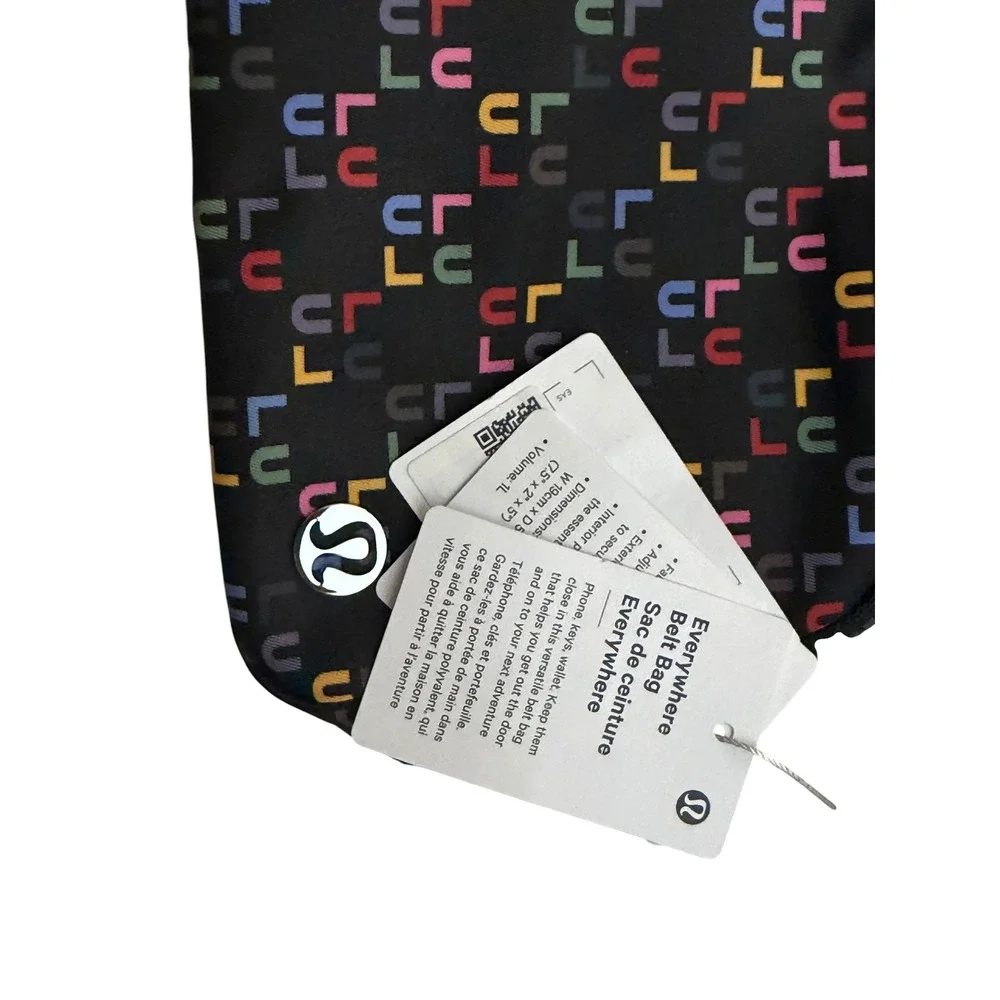 Lululemon Everywhere Belt Bag 1L Multicolor Logo Print Black LU9B48S NWT